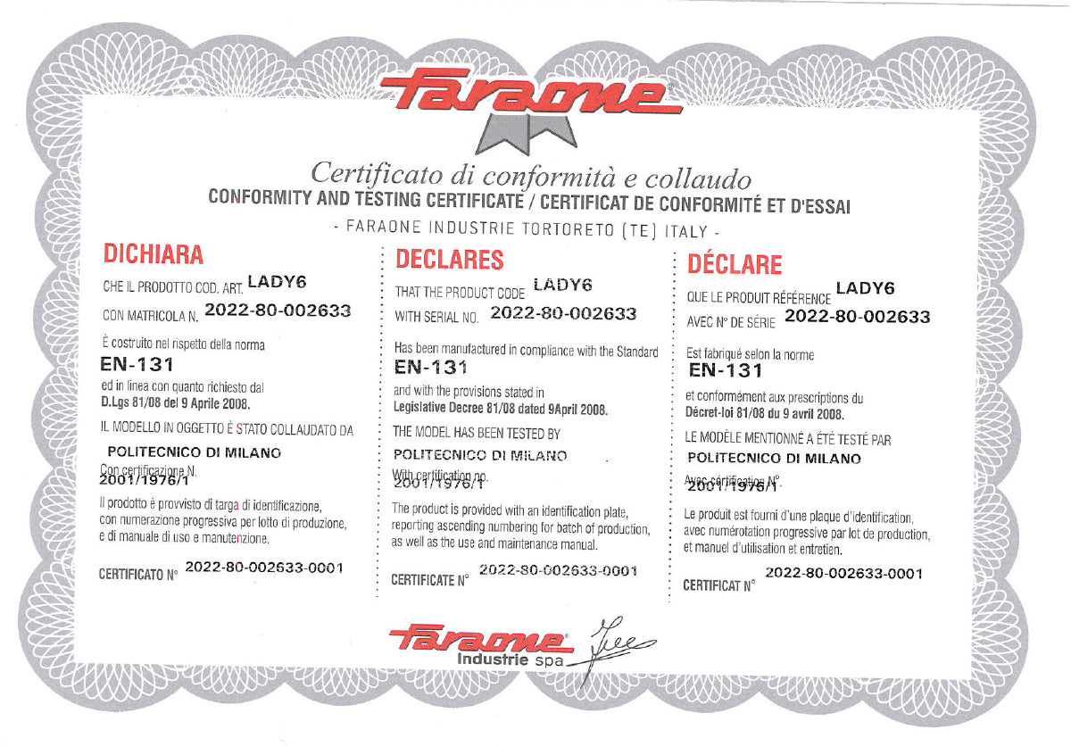 Les certificats de conformité de notre partenaire Faraone