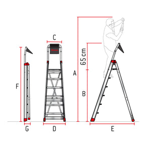 Illustration avec les dimensions des échelles Lady de Faraone