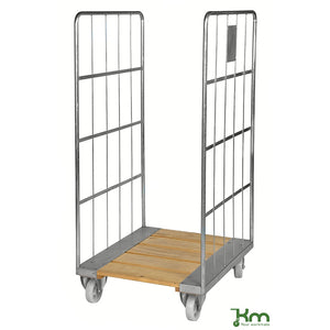 Roll conteneur avec socle bois - longueur 800 mm - 2 côtés - 400 kg