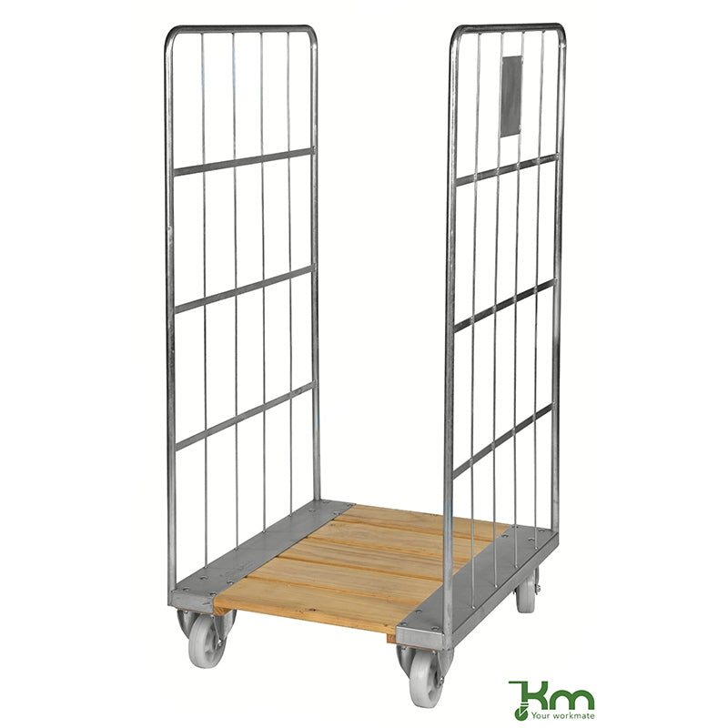 Roll conteneur avec socle bois - longueur 800 mm - 2 côtés - 400 kg