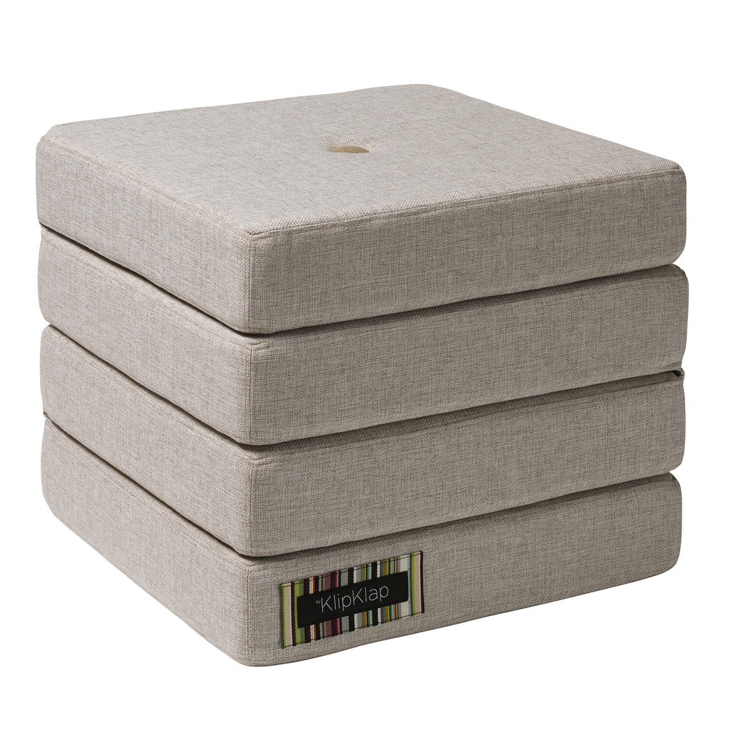 Pouf KK repliable 4 coussins gris clair, assise au sol