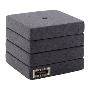 Pouf KK repliable 4 coussins gris/bleu, assise au sol