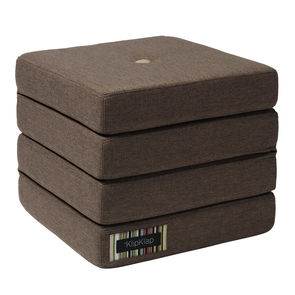 Pouf KK repliable 4 coussins marron, assise au sol