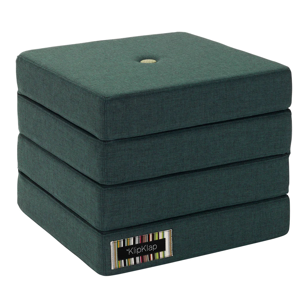 Pouf KK repliable 4 coussins vert profond, assise au sol