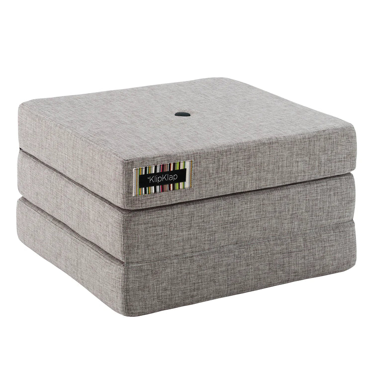 Pouf KK repliable 3 coussins gris clair, assise au sol