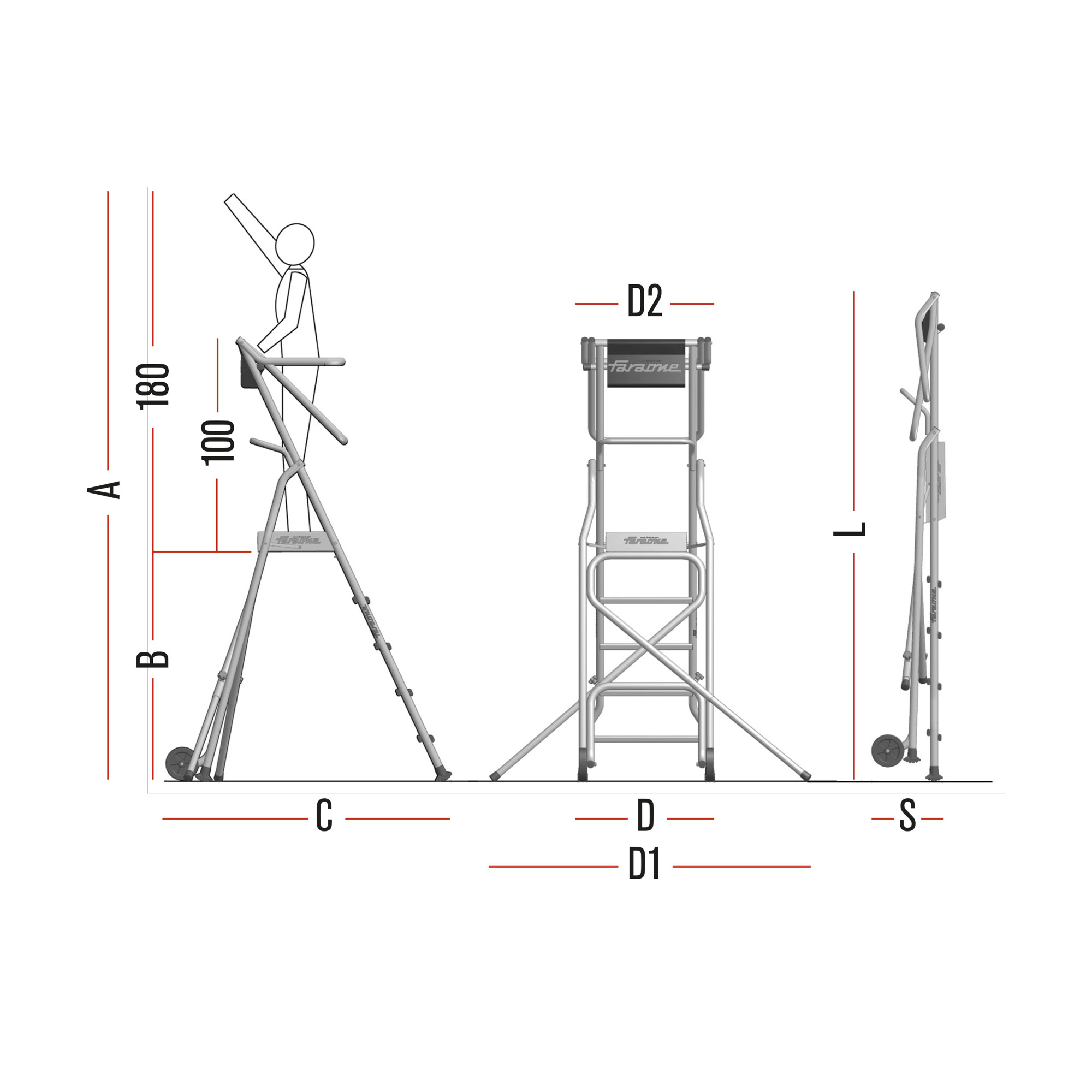 Schéma détaillé des dimensions des échelles Faraone