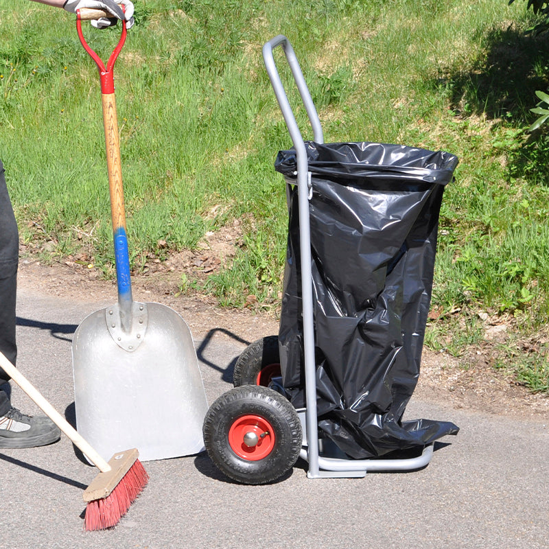 Chariot pour sac poubelle - roues pneumatiques - 125 L