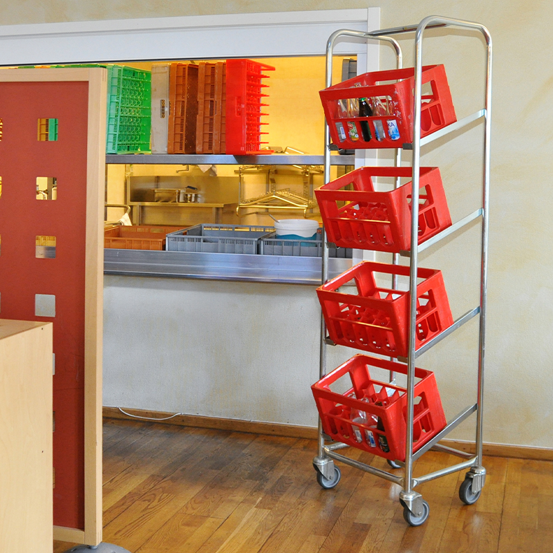 Chariot porte-bacs - rails réglables - 150 kg