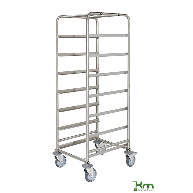 Chariot porte-bacs inox C3 - étagères droites