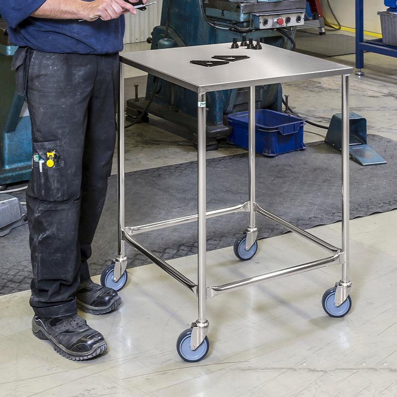 Chariot desserte soudé - plateau inox