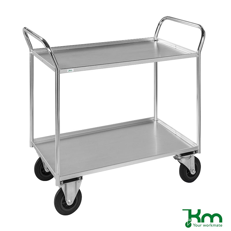 Chariot desserte soudé - 2 étagères avec rebord