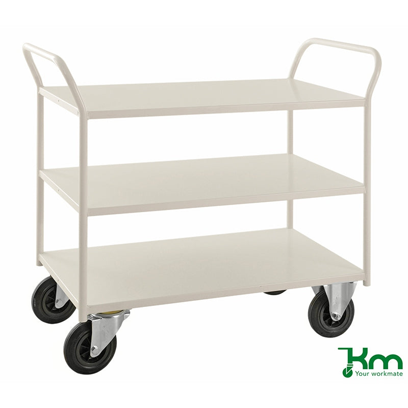 Chariot desserte soudé - 3 étagères avec rebord