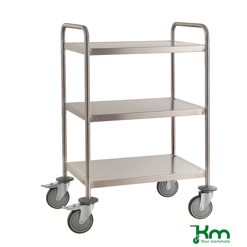 Chariot desserte inox soudé C3 avec poignées - roues inox