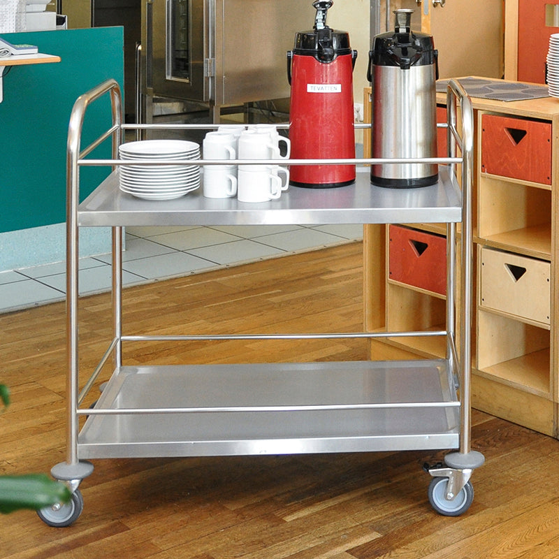 Chariot desserte inox C2 - 2 étagères