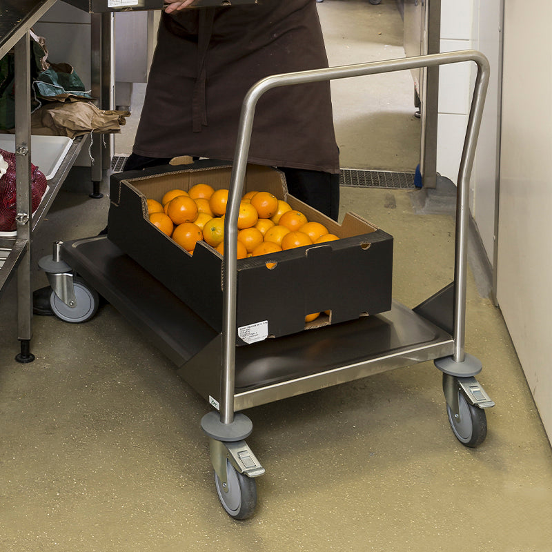 Chariot plateforme inox C3 avec roulettes inox