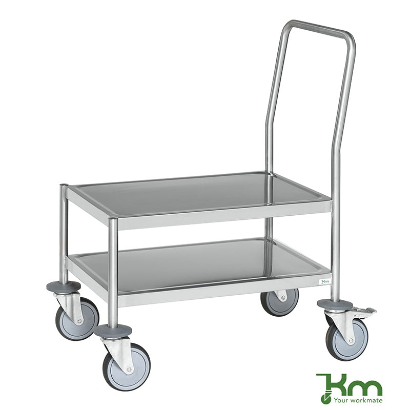 Chariot plateforme inox C3 - roulettes inox - 2 plateformes