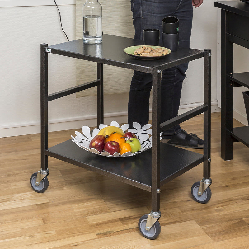 Desserte roulante - 2 étagères à rebord