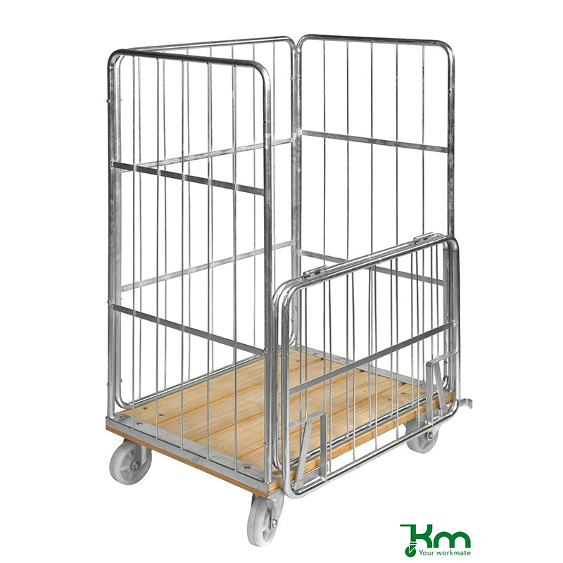 Roll conteneur avec socle bois - longueur 845 mm - 4 côtés