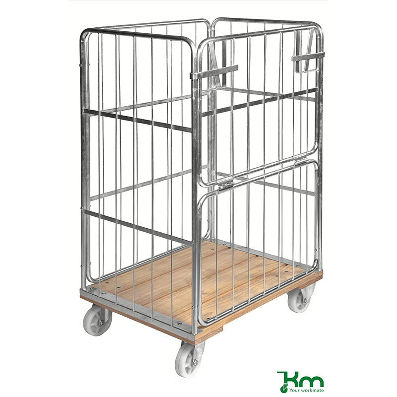 Roll conteneur avec socle bois - longueur 845 mm - 4 côtés