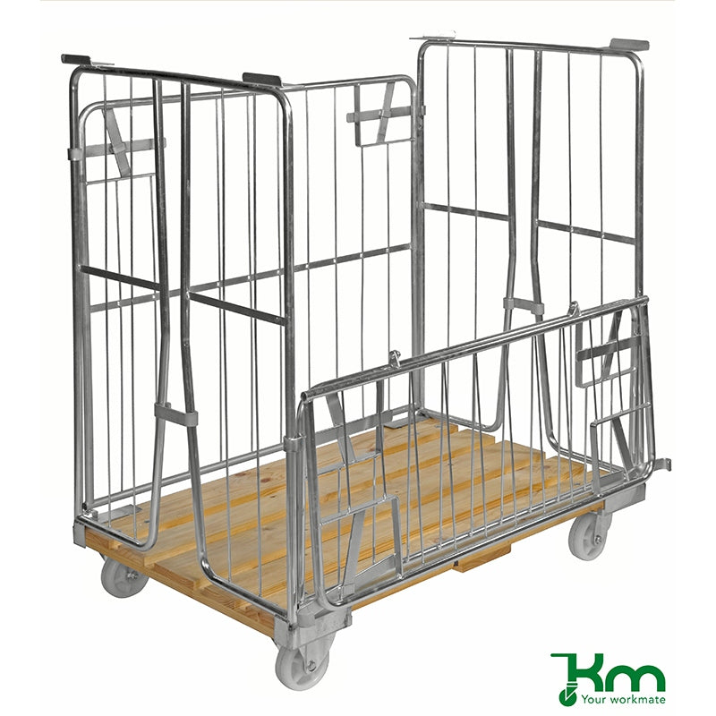 Roll conteneur avec socle bois - longueur 1200 mm - 500 kg