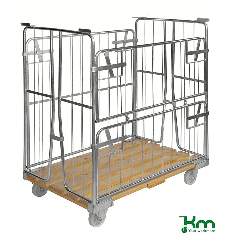 Roll conteneur avec socle bois - longueur 1200 mm - 500 kg