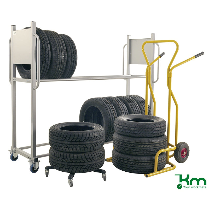 Support mobile pour pneus - 2 étagères